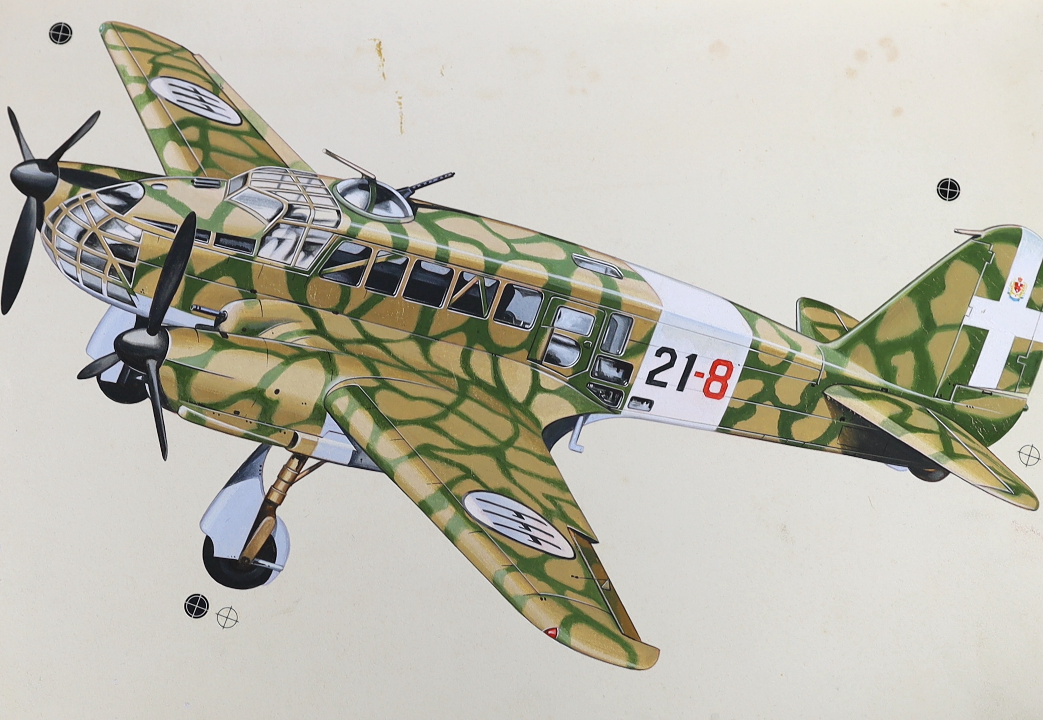 John Henry Batchelor MBE (1936-2019), Military aviation subjects, gouache, watercolour and pencil (7), largest 37 x 43cm, unframed, Please note this lot attracts an additional import tax of 5% on the hammer price